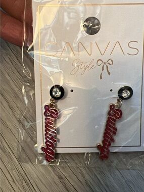 'Bulldogs' Red Dangle Earrings - Women's Jewelry